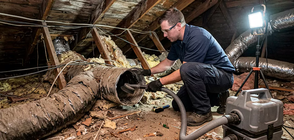 Storm-Damaged Attic Duct Cleaning in San Angelo